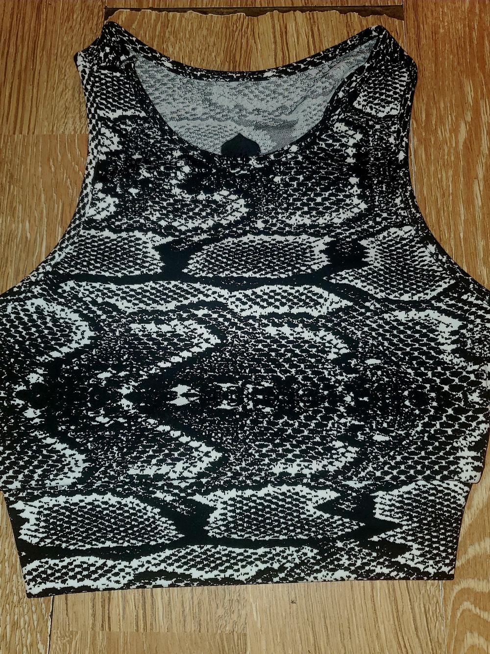 Booty By Brabants Black & White Snake Print Racer Back Cut Out Crop Top